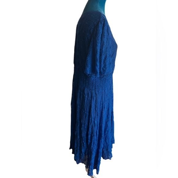 Blue Lace Overlay midi Dress By Rabbit Rabbit Rabbit Designs SZ 18 - Picture 4 of 7